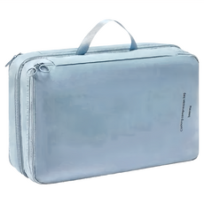 高質感雙層絲柔質感旅行收納袋 行李箱收納, 40 x 25 x 12cm, 莫蘭迪藍