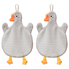 鴨子擦手巾, 超強吸水珊瑚絨, 掛繩設計, 4個, 2組