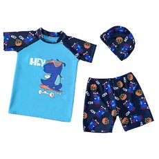 我家寶貝 兒童泳衣3件組 泳衣+泳褲+泳帽