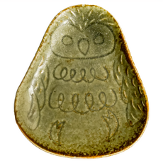 Minorutouki 綠釉貓頭鷹小皿 日本製造 陶瓷, 綠色, 1個