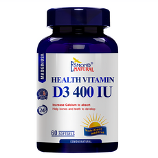 ESMOND NATURAL 愛司盟 維生素D3 400 IU軟膠囊, 60顆/瓶, 幫助鈣質吸收, 幫助骨骼與牙齒的生長發育, 56g, 1罐
