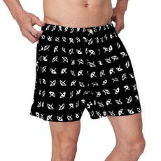 Arnold Palmer 雨傘牌印花平織平口褲, XL, 黑