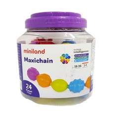 Miniland 大尺寸觸覺按壓串接提桶組 24個, 18個月以上適用, STEM教玩具, 7cm尺寸設計, ML000315, 1組