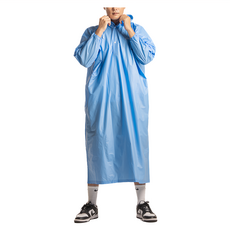 Crocodile 鱷魚 水漾PVC太空雨衣，可收納隱藏式雨帽, 藍色, XXL