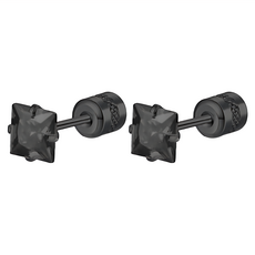 耀眼美人 公主方優雅黑鋯石鑽醫療鋼不鏽鋼耳環, 優雅黑