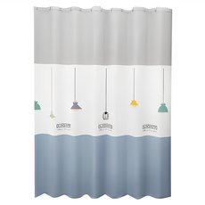 PEVA 加厚防水浴簾 -文藝燈 加厚材質 提供良好的懸垂感和私密性, 180 x 180cm, 1組