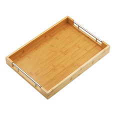 Hesii 不鏽鋼把手竹托盤, 1個, 天然竹色, 43 x 30.5 x 5cm