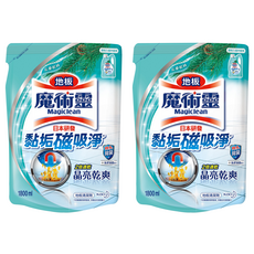 Kao 花王 魔術靈 地板清潔劑 補充包 深層潔淨磁磚縫隙 髒污瞬消失 忘憂松林香 2倍速乾, 1.8L, 2包