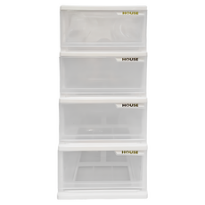 HOUSE 好室喵 4層收納櫃 PP聚丙烯材質 容量76公升, 31cm, 純白色, 4個