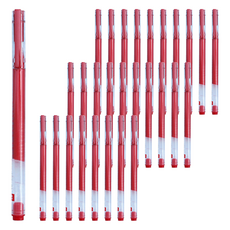 PENROTE 筆樂 大容量中性筆 紅色 書寫流暢不斷墨 辦公學習好幫手, 36支