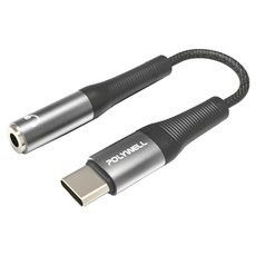 POLYWELL 寶利威爾 Type-C轉3.5mm 音源轉接線 18.7cm, PW15-W45-A306, 1個