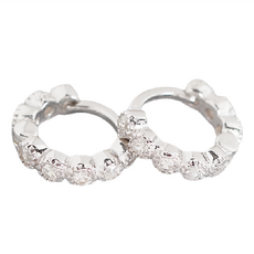 ENCLAIR 女性鋯石鑽石普里納925純銀耳環 5.5mm 白色