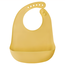 Pureal 純真兔 嬰兒矽膠圍兜, 芥末黃, 1個, 1入