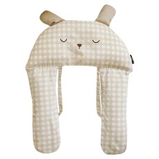 BEBEDECO 多功能防側翻枕, 米色格紋, 枕頭700g+枕臂400g x 2