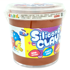 Q-doh 有機矽膠黏土-歡樂柔軟量量桶, 食品級母, 添加日本醫療級抗菌劑, 安全無毒, 台灣製造, 咖啡色, 1kg, 1個