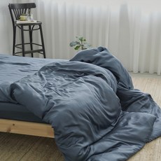BUHO 布歐 素面文青300織 100%TENCELTM純天絲 - 60支紗 奢華絲滑, 雙人薄被套 210 x 180cm, 蒼山藍