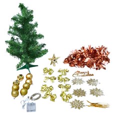 摩達客 耶誕 特仕幸福型裝飾聖誕樹 含50燈LED銅線燈串 USB電池盒兩用 節慶裝飾, 綠色, 2尺(60cm)