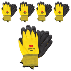 3M 亮彩舒適型止滑耐磨手套 黃色, 黃, 5雙