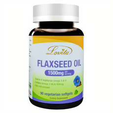 Lovita 亞麻仁油 素食軟膠囊, 每份1500毫克, 90顆, 88.65g, 1罐