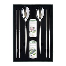 PORTmeIRION 波特玫琳恩 現代韓式湯匙筷子2人組 B, 湯匙 2支 + 筷子 2雙 + 湯匙筷子架 2個, 不適用, 1套