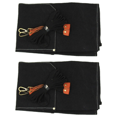 日式職人工作圍裙, 68x76cm, 純棉帆布+皮革, 黑色, 防皺耐磨, 水洗工藝, 2個