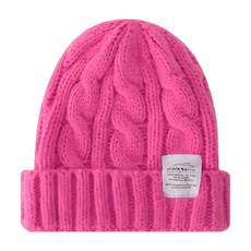 愛北鼻 日系針織麻花毛帽，柔軟舒適針織材質，多色可選，時尚百搭, 玫紅色, 加大加厚成人版(拉繩可調), 1入