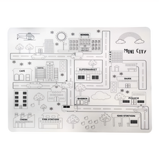 食品級矽膠畫畫餐墊 Set, 創意防滑易清洗, 30cm X 40cm, 交通道路, 1組