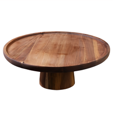 艾米購物 蛋糕盤 300g 1個 - 12吋木質底座透明圓頂蛋糕盤 輕巧方便 提升餐桌品味, 木底