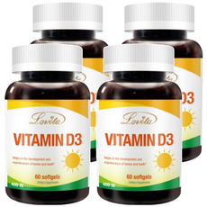 Lovita 維他命D3膠囊 400IU, 60顆, 4罐
