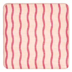 收納王妃 珪藻土方形杯墊 6個, 波紋粉, 1組