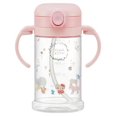 Skater 可摺雙握把吸管學習杯 KSHW2N, 凱蒂貓, 370ml, 1個