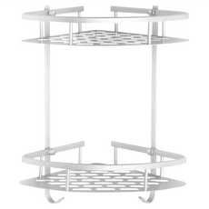 太空鋁角落雙層收納架, 銀色, 1個