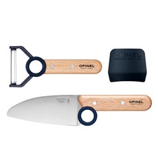 Opinel 小廚師組盒包, 不鏽鋼主廚刀, 不鏽鋼削皮器, 手指保護套, 藍色, 1組