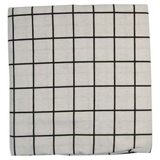 TRENY 北歐棉麻桌巾桌布 白格子, 230 x 145cm, 1個