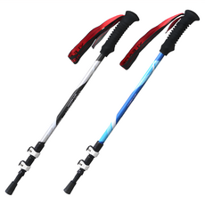 LEADER X 7075輕量鋁合金登山杖2件組 附杖尖保護套+阻泥板, 寶藍色 + 黑灰色, 1組, 64~135cm