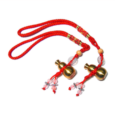 開運陶源 銅葫蘆吊飾, 紅色 + 金色, 2條