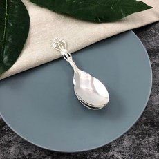 SALUS 佐藤金屬 復古雕花茶匙 11.2 x 3.5cm , 銀色, 1支