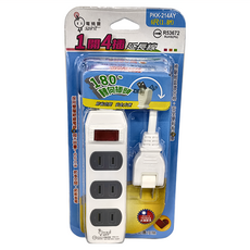 spirit 電精靈 2P延長線 1開4插 轉向頭 6尺(1.8M), 110VAC/60Hz, 最大1650W, 台灣製, 延長線 白色 + 灰色, 1個