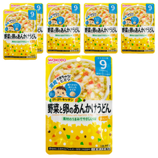WAKODO 和光堂 嬰兒即食食品 蔬菜雞蛋羹烏龍麵, 9個月以上寶寶適用, 蔬菜雞蛋, 80g, 6包