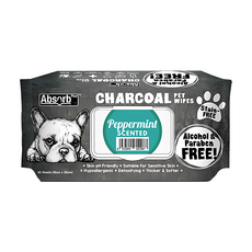 Absorb Plus 寵物活性碳濕紙巾 薄荷香味 15cm x 20cm, 80張, 1包