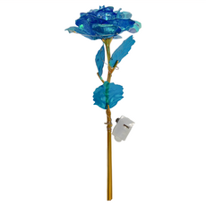 LED單枝金箔玫瑰花, 鋁膜七彩藍, 1個
