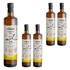 ekko 有機冷壓初榨芥花油 冷壓未經化學精煉 適合烹飪/煎炸/沙拉調味, 750ml, 5瓶