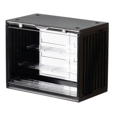 SHIMOYAMA 磁扣前開式可層疊公仔模型展示盒 黑色, 1個