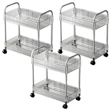 FAmILyLIFE 生活 輕奢鑽紋附輪夾縫置物架 2層 加大款 A-206 36.7 x 21 x 43.5cm 1.2kg, 3個