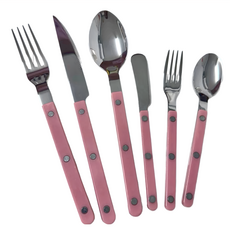 法式復古餐具 不銹鋼 6件套裝, 餐刀 + 餐叉 + 餐勺 + 牛油刀 + 甜品叉 + 茶勺, 玫瑰粉, 1組