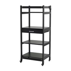 FAmILyLIFE 生活 航太鋁可升降四層附輪耐重置物架 FL-318-BK 40 x 50 x 115.5 11.8kg, 銀河黑, 四層