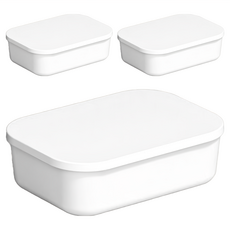BangJiaShi 幫家適 帶蓋小號收納盒 矮款, 純潔白, 3個