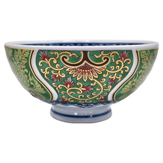 佐和陶瓷 柳茶金伊萬里飯碗 - 日本製, 寬11.5 x 高5.5 (cm), 容量250 (mL), 陶瓷材質, 綠色 + 金色, 1個