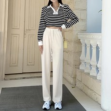 薄款慵懶抽繩垂墜直筒休閒褲, 腰寬27cm,臀寬50cm,大腿寬25cm,褲腳寬24cm, 米白