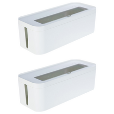 litem. 里特 電線收納盒, 底部簍空設計, 雙側開孔設計, 透明蓋, 象牙白, 2個